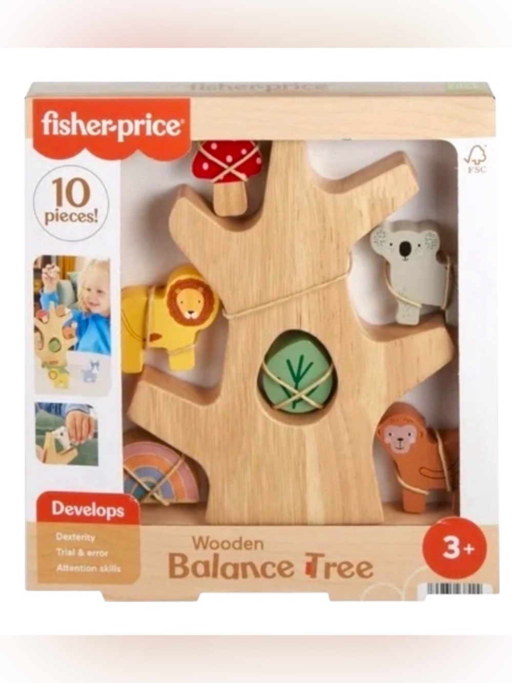 🆕 Fisher Price Wooden Balance Tree Stacking Activity Toy Development Play 10 PCS